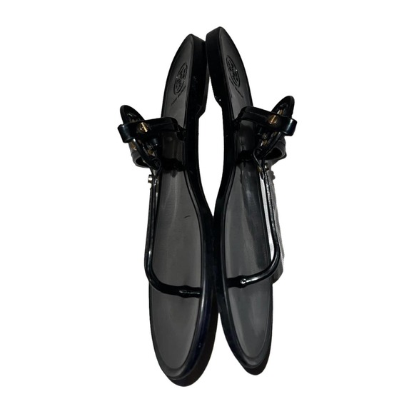 Tory Burch Mini Miller Plastic Thong Sandals Black & Gold Size 10 - Picture 3 of 6